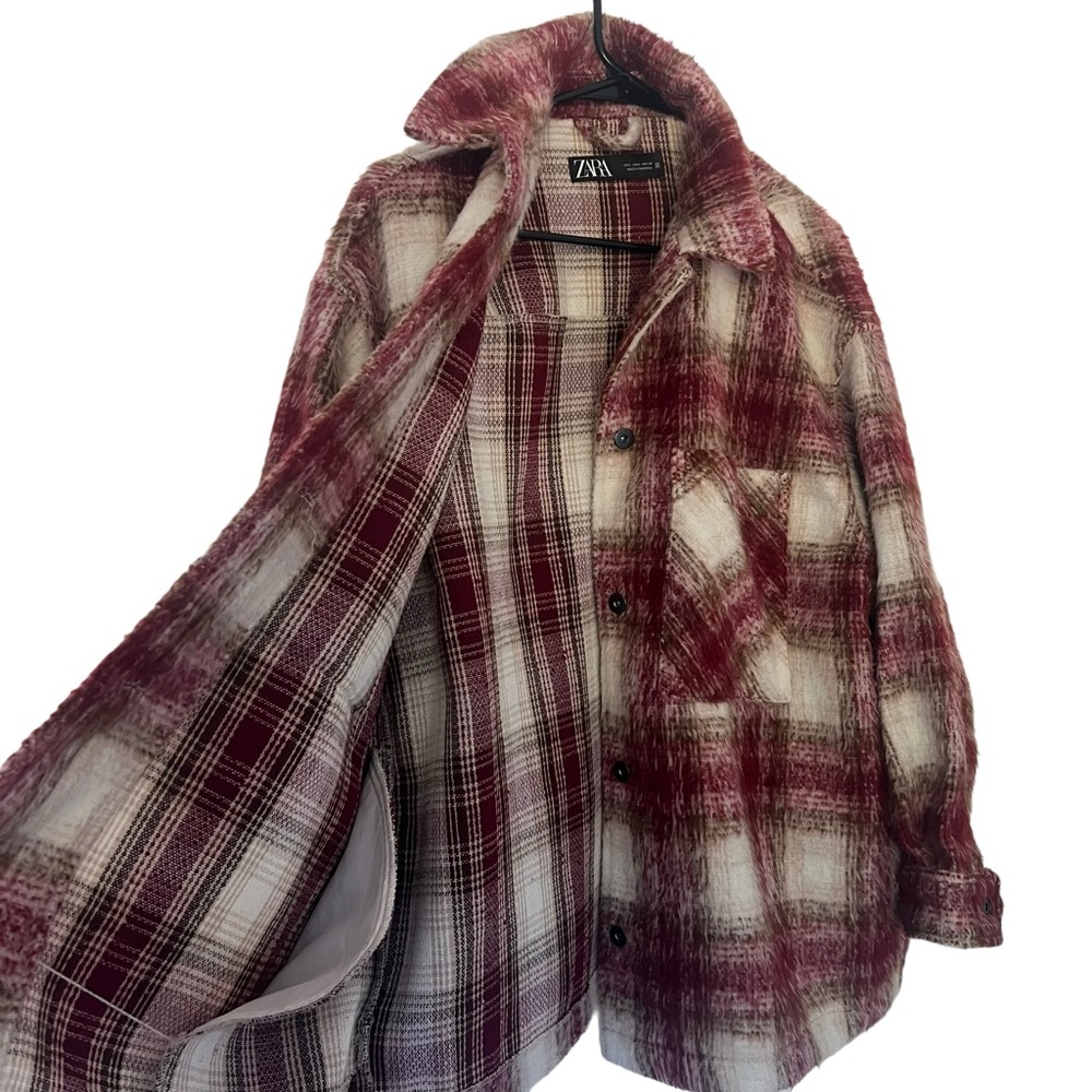 ZARA Plaid Overshirt Shacket Jacket Size L - Picture 7 of 16